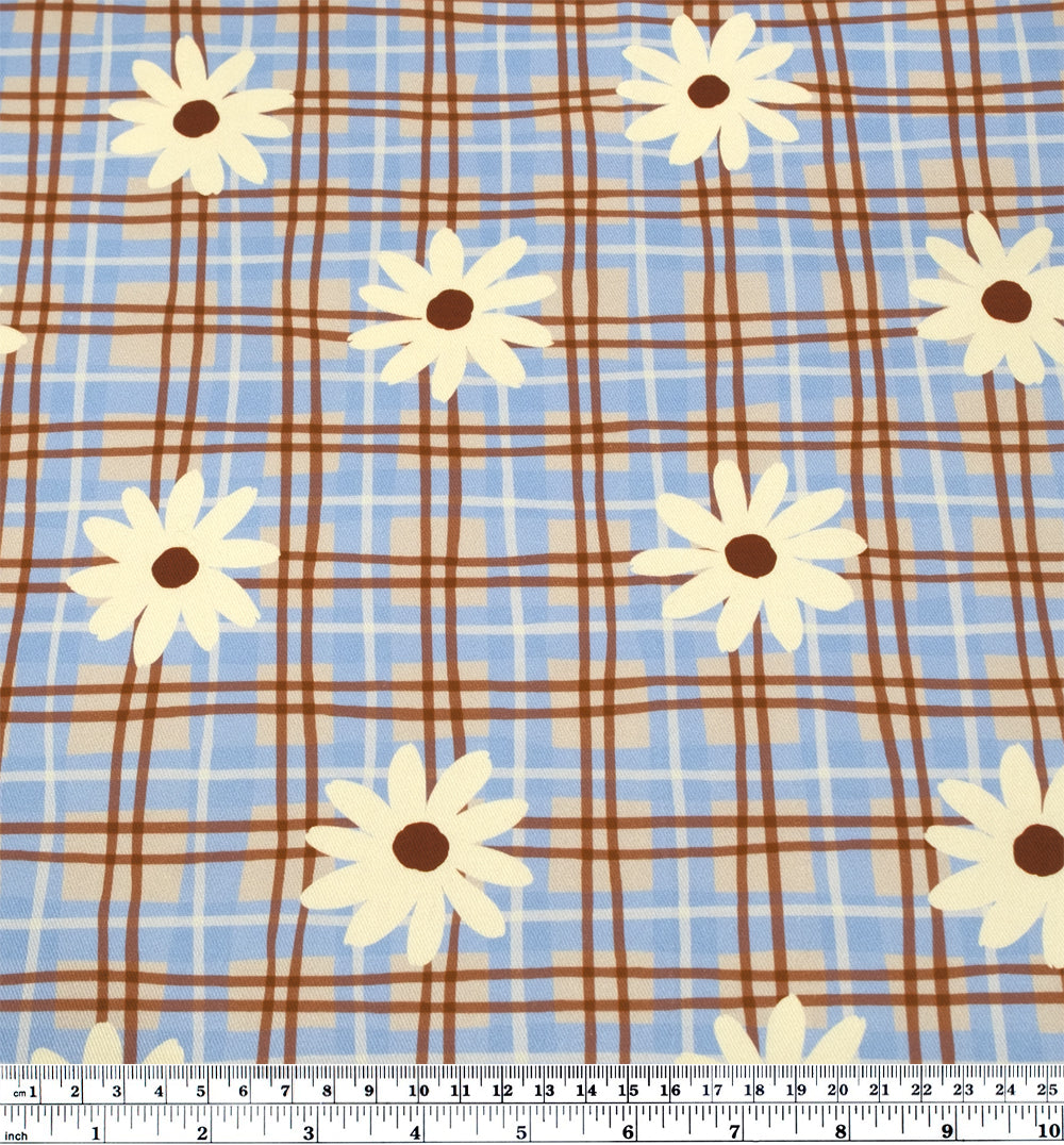 Spring Fling Printed Cotton Twill - Parchment/Baby Blue | Blackbird Fabrics