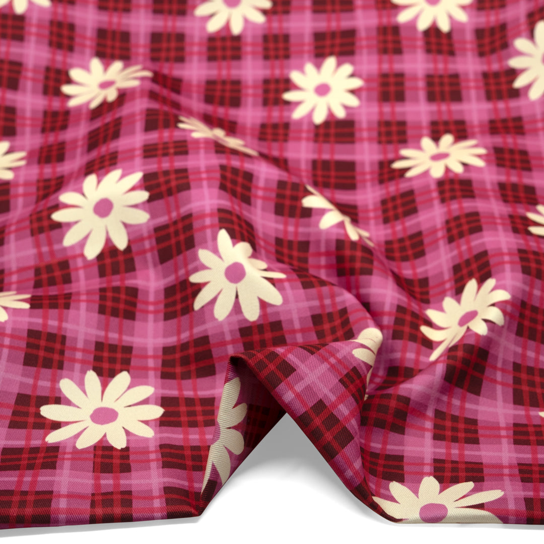 Spring Fling Printed Cotton Twill - Maroon/Gumdrop | Blackbird Fabrics