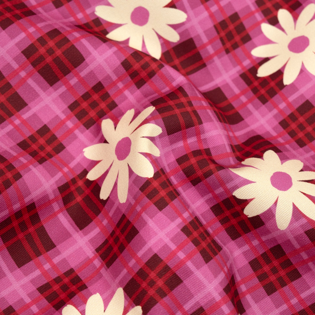 Spring Fling Printed Cotton Twill - Maroon/Gumdrop | Blackbird Fabrics