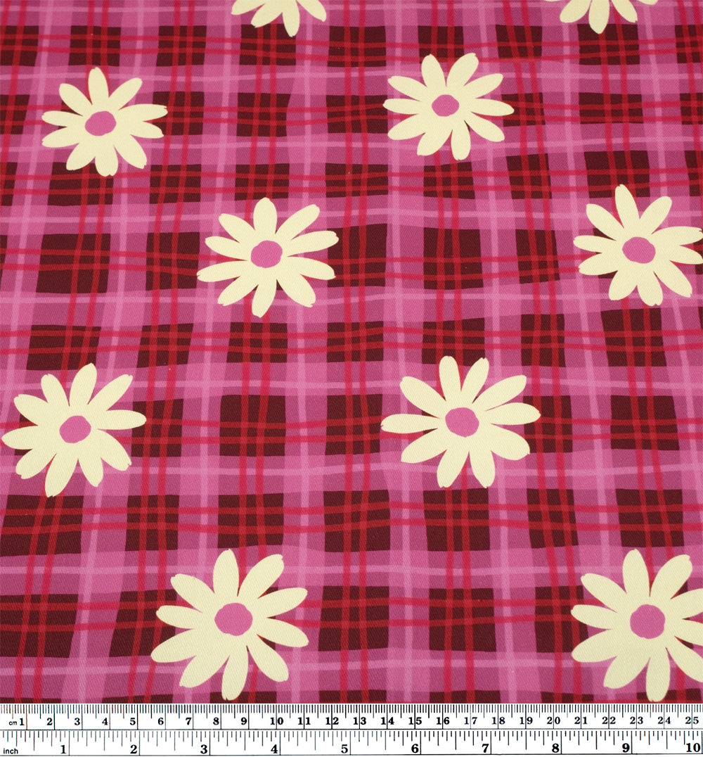 Spring Fling Printed Cotton Twill - Maroon/Gumdrop | Blackbird Fabrics