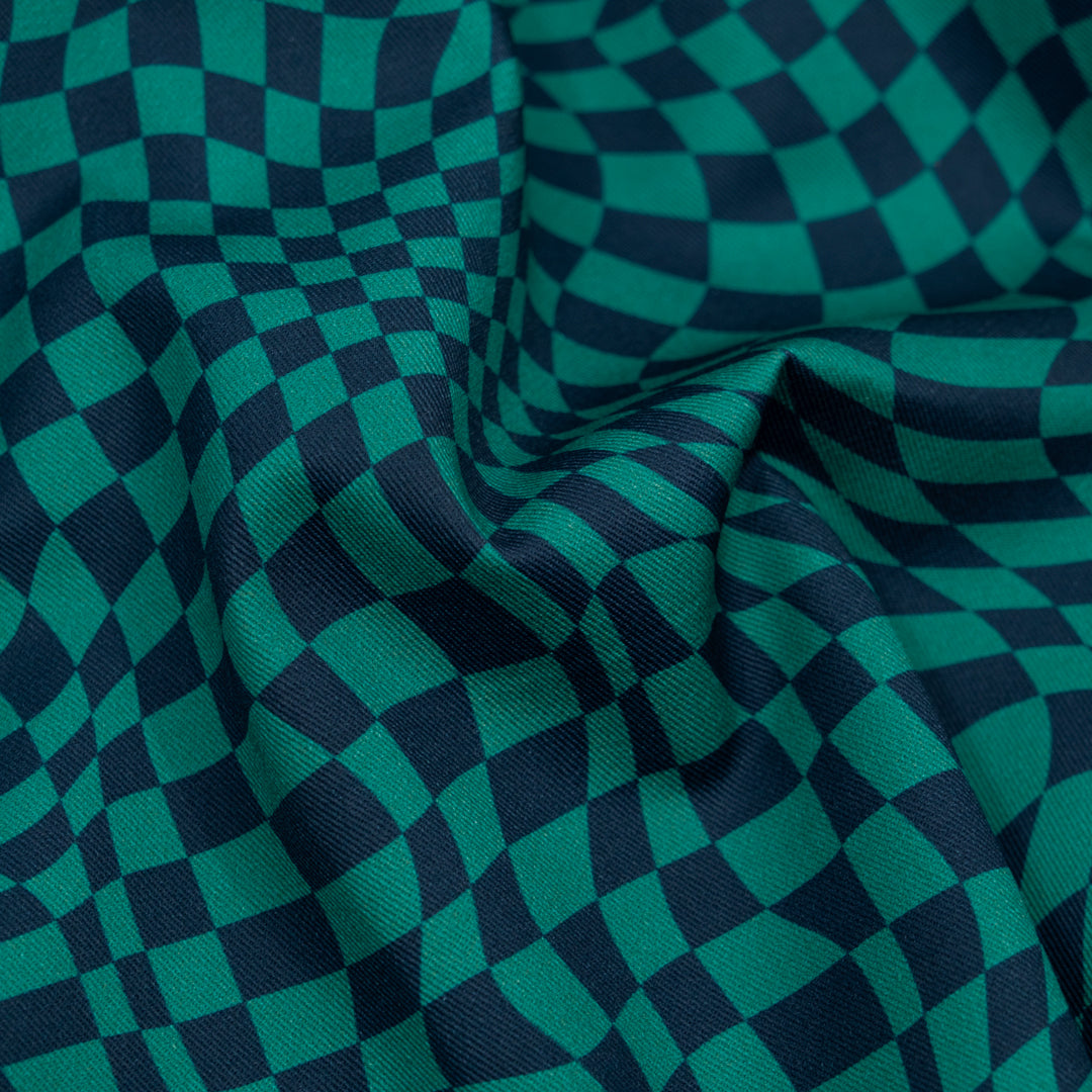 Magic Eye Printed Cotton Twill - Beetle/Denim | Blackbird Fabrics
