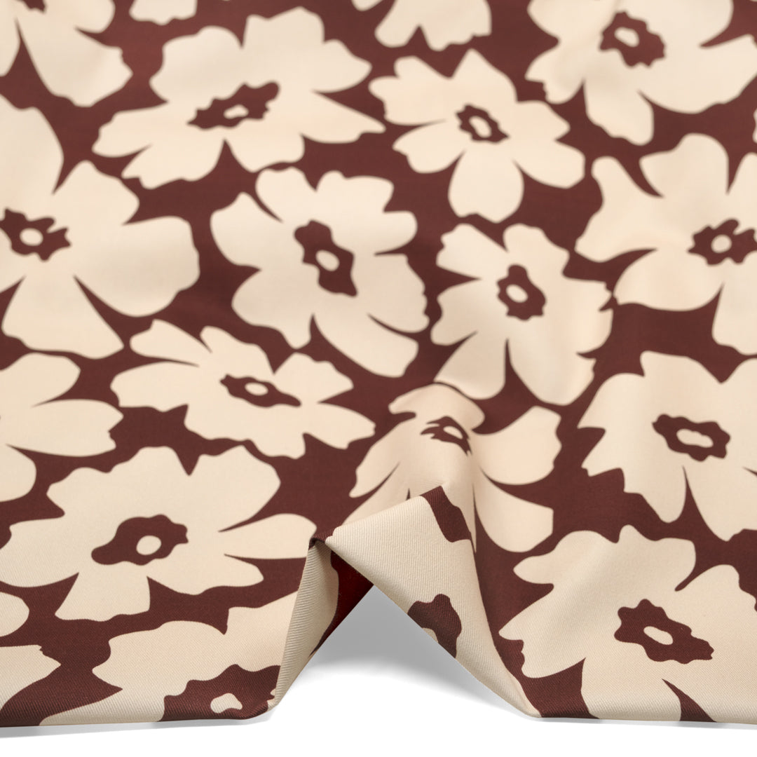 Poppy Field Printed Cotton Twill - Baked Clay/Ecru | Blackbird Fabrics