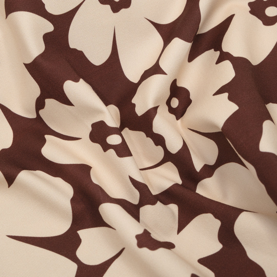 Poppy Field Printed Cotton Twill - Baked Clay/Ecru | Blackbird Fabrics