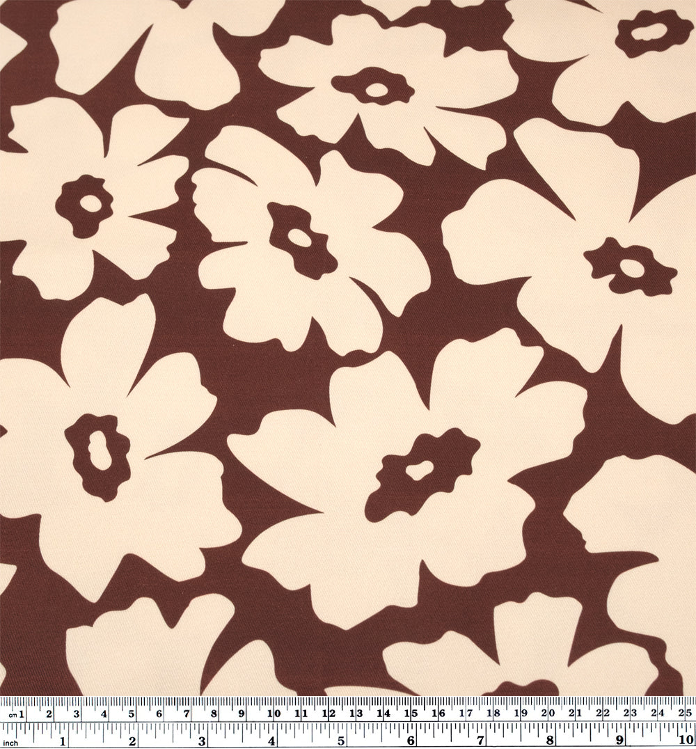 Poppy Field Printed Cotton Twill - Baked Clay/Ecru | Blackbird Fabrics
