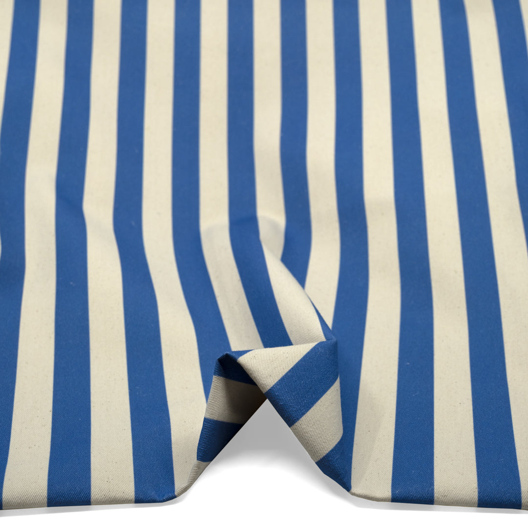 Vacation Stripe Printed Cotton Twill - Marlin/Natural | Blackbird Fabrics