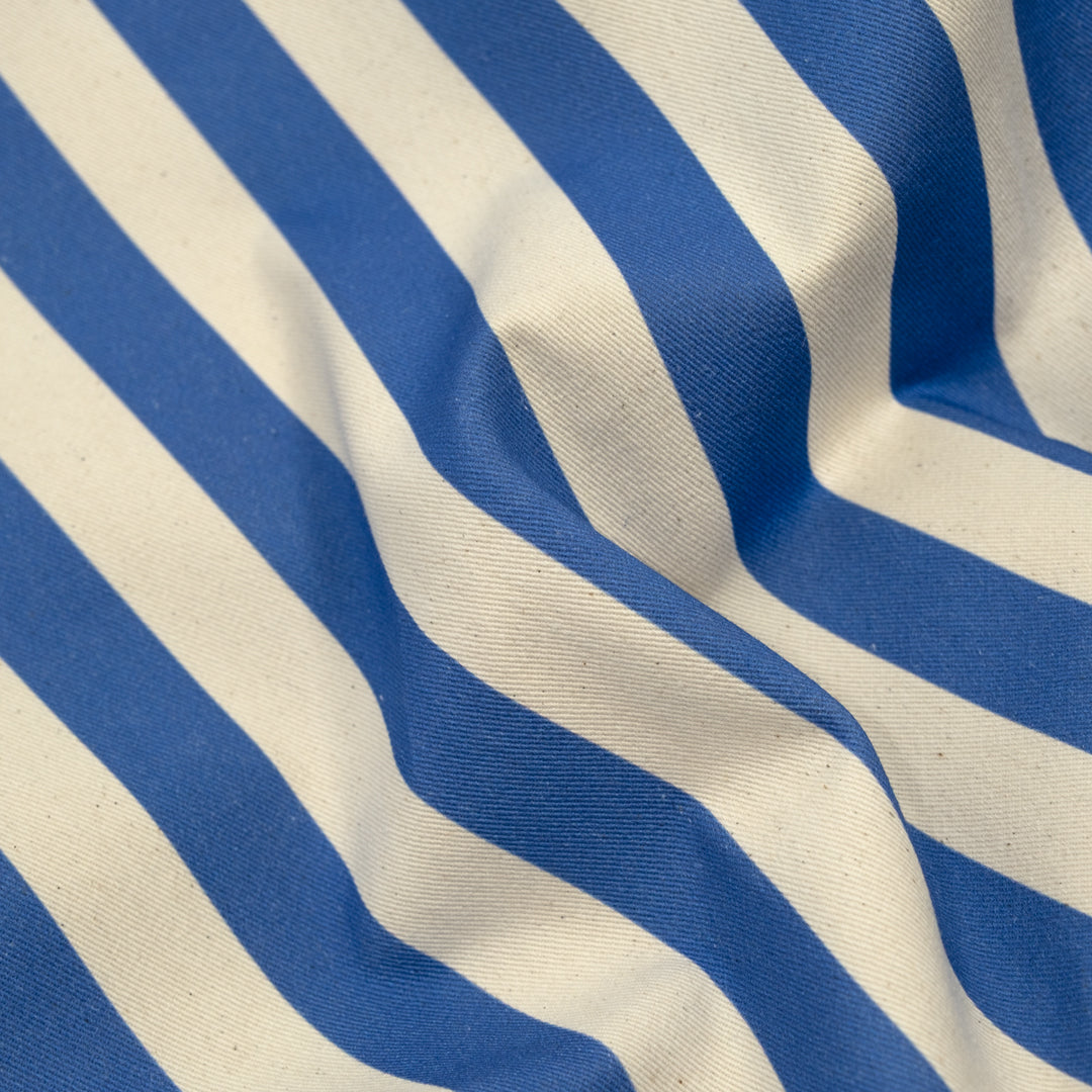Vacation Stripe Printed Cotton Twill - Marlin/Natural | Blackbird Fabrics