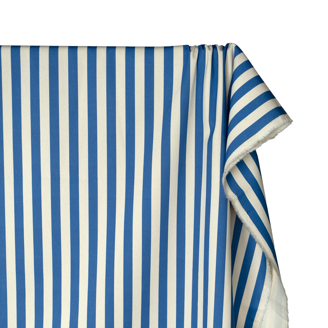 Vacation Stripe Printed Cotton Twill - Marlin/Natural | Blackbird Fabrics