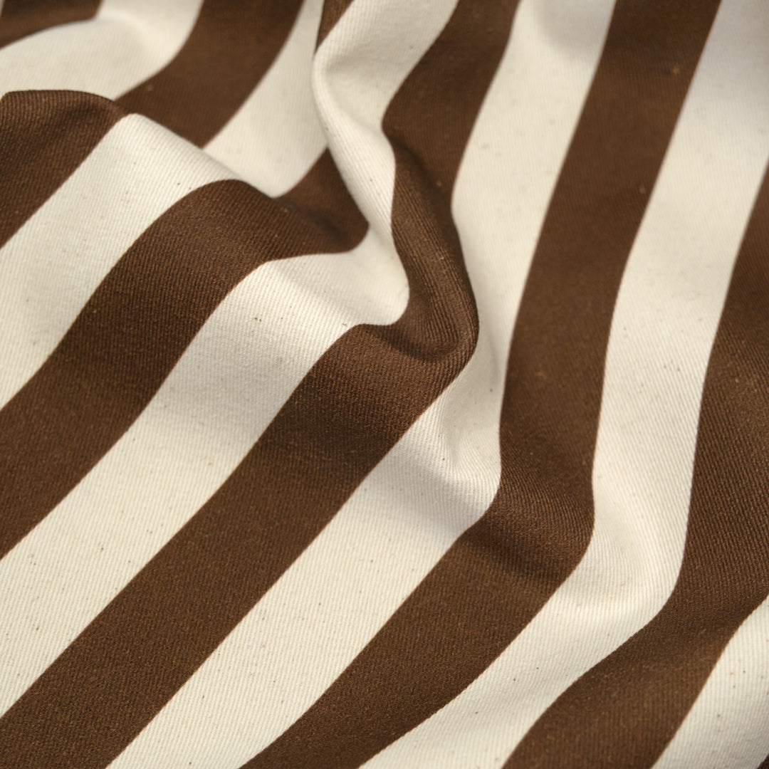 Vacation Stripe Printed Cotton Twill - Nutshell/Natural | Blackbird Fabrics