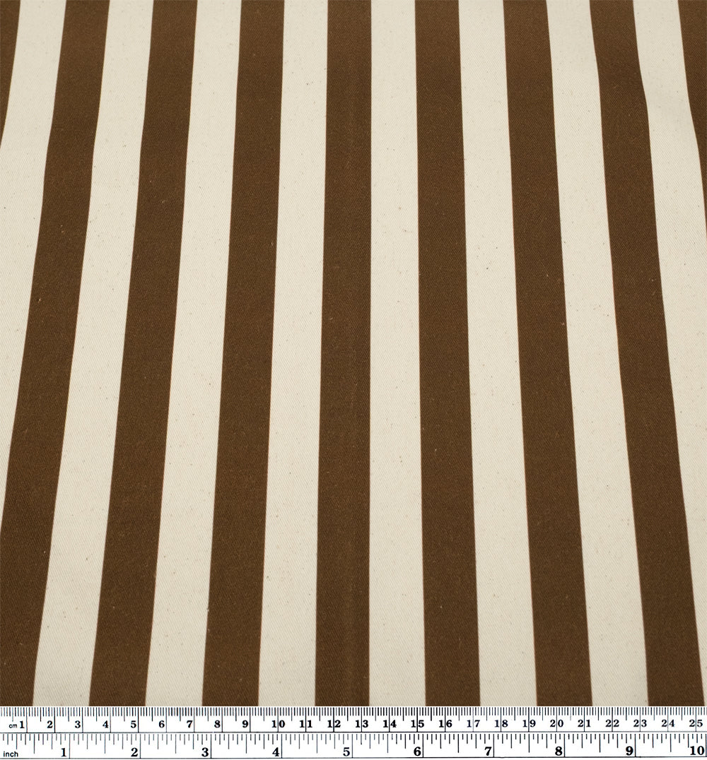 Vacation Stripe Printed Cotton Twill - Nutshell/Natural | Blackbird Fabrics