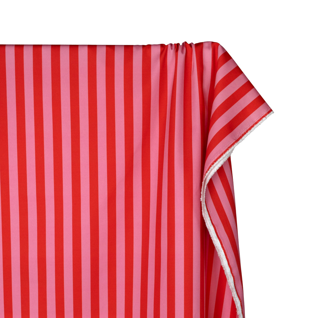 Vacation Stripe Printed Cotton Twill - Grenadine/Frosting | Blackbird Fabrics