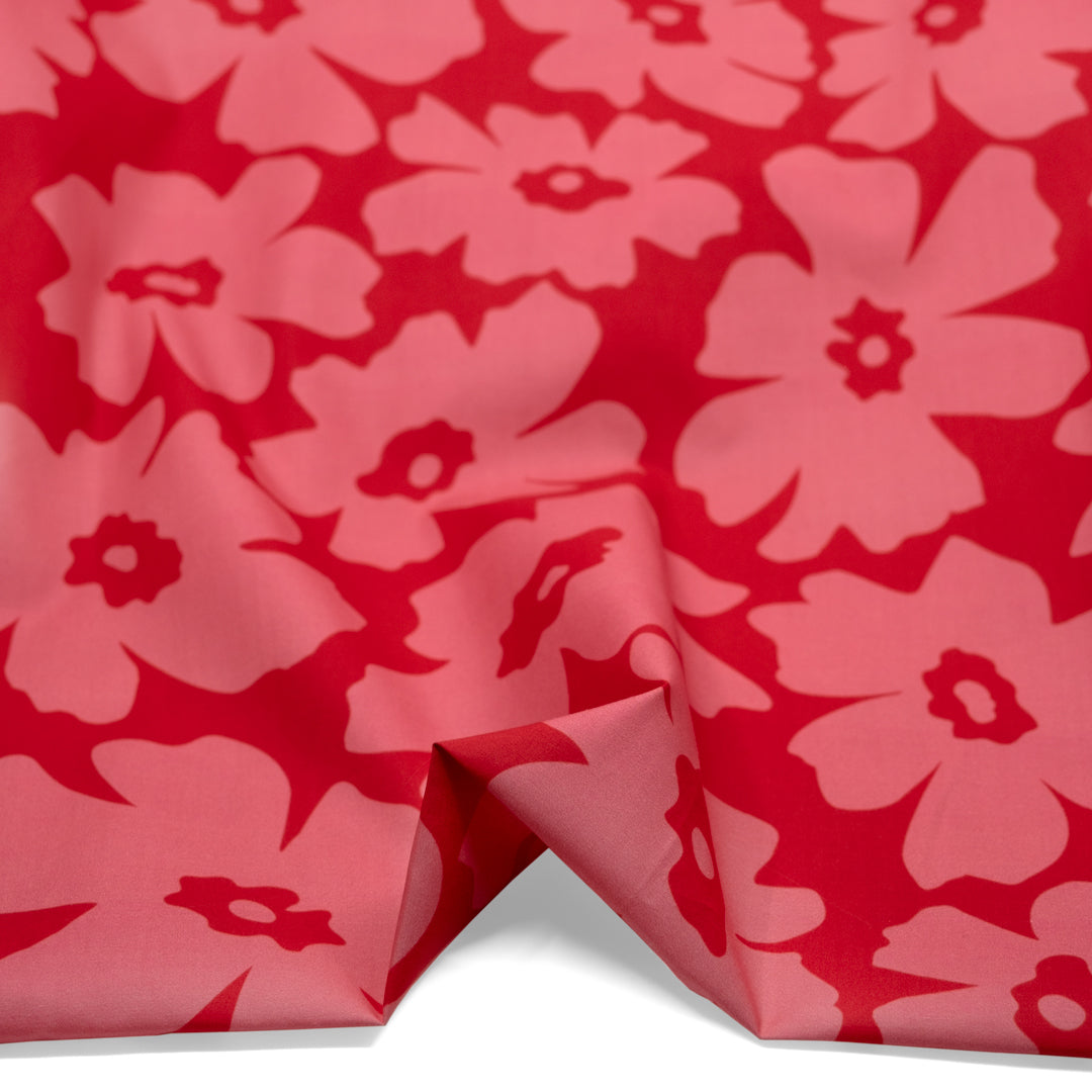 Poppy Field Cotton Twill Shirting - Cherry/Taffy | Blackbird Fabrics