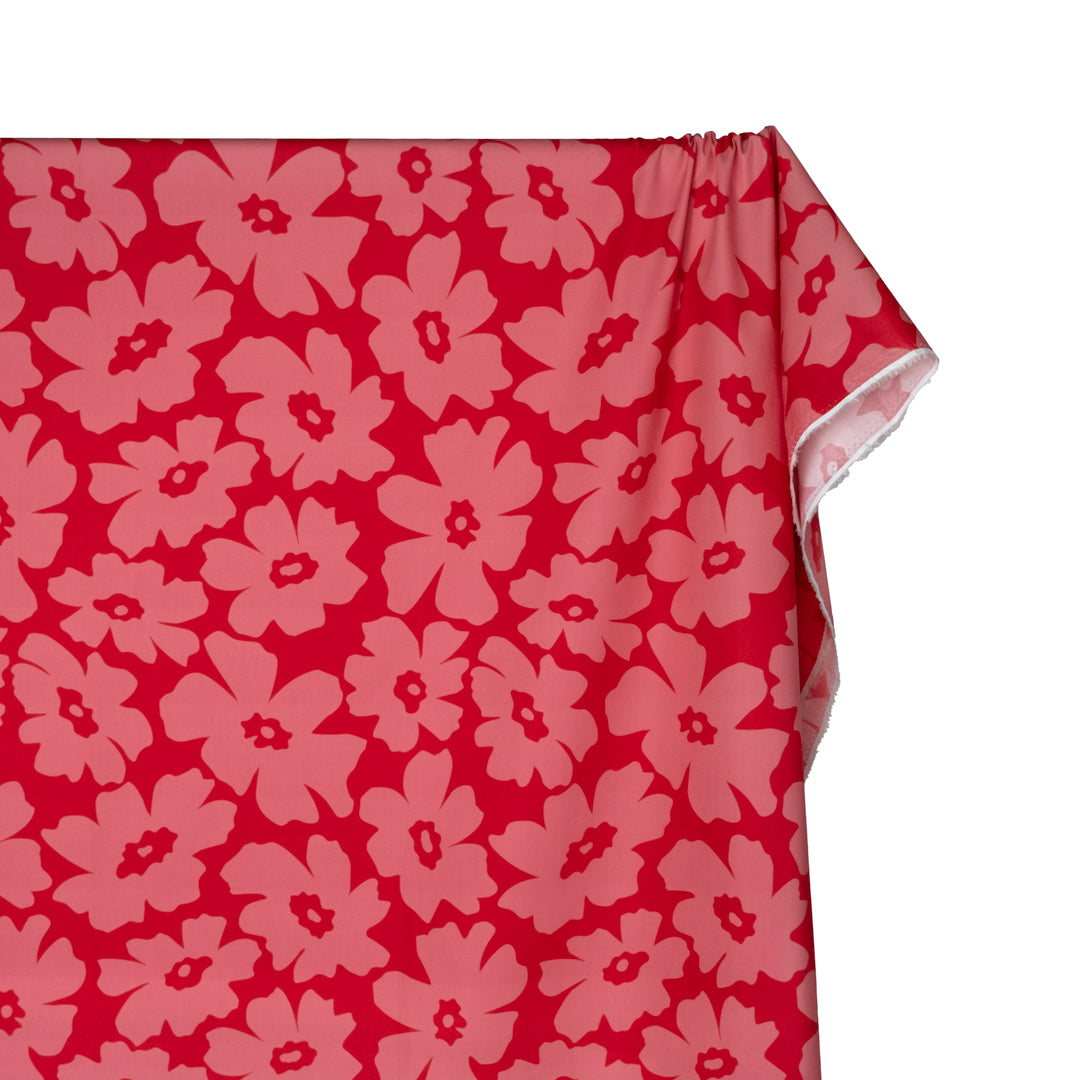 Poppy Field Cotton Twill Shirting - Cherry/Taffy | Blackbird Fabrics