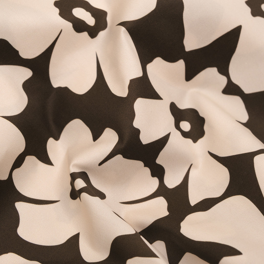 Poppy Field Cotton Twill Shirting - Umber/Ecru | Blackbird Fabrics