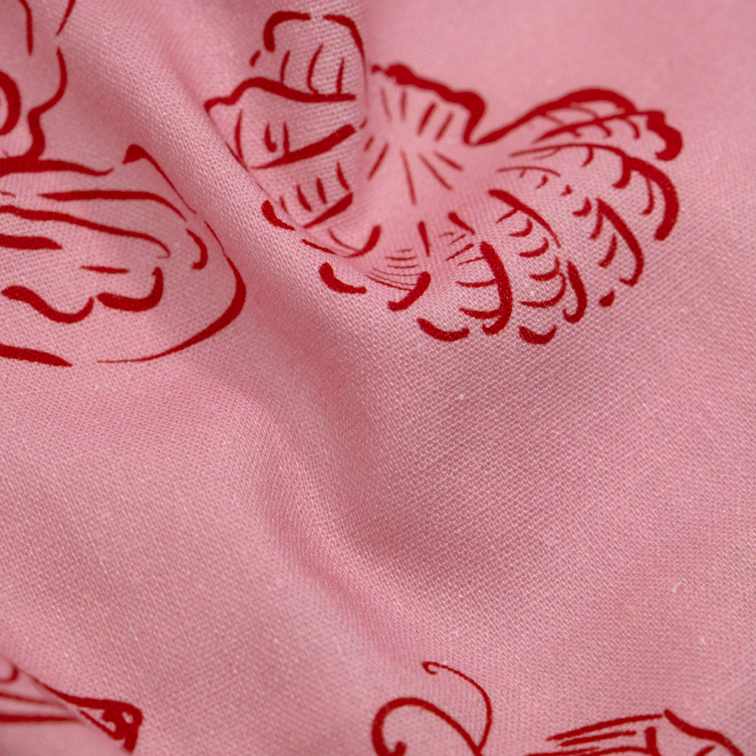 She Sells Seashells Linen Viscose Blend - Frosting/Crimson | Blackbird Fabrics