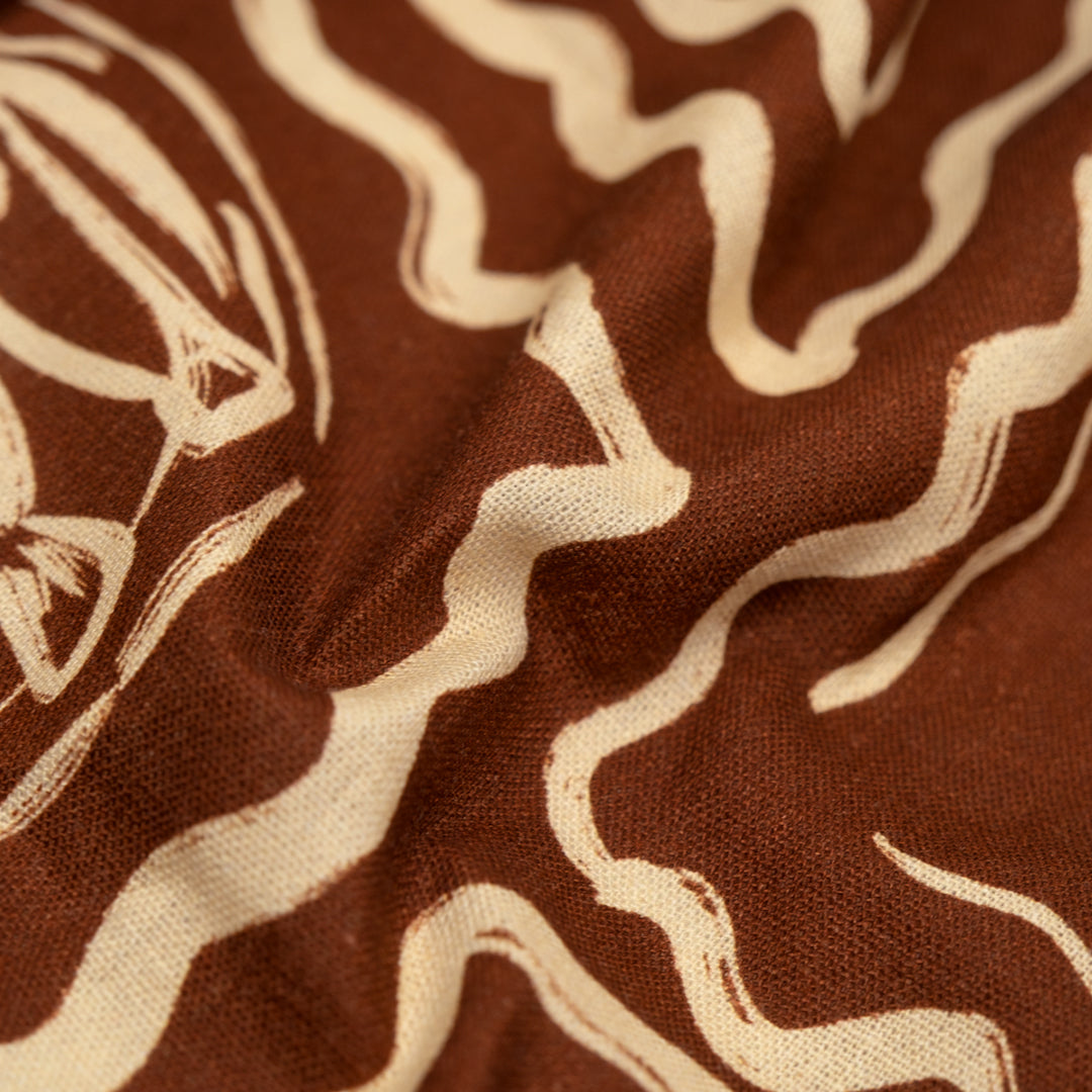 Buona Festa Linen Viscose Blend - Brick/Cream | Blackbird Fabrics