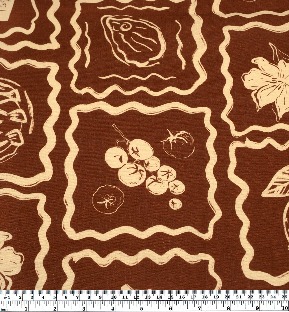 Buona Festa Linen Viscose Blend - Brick/Cream | Blackbird Fabrics