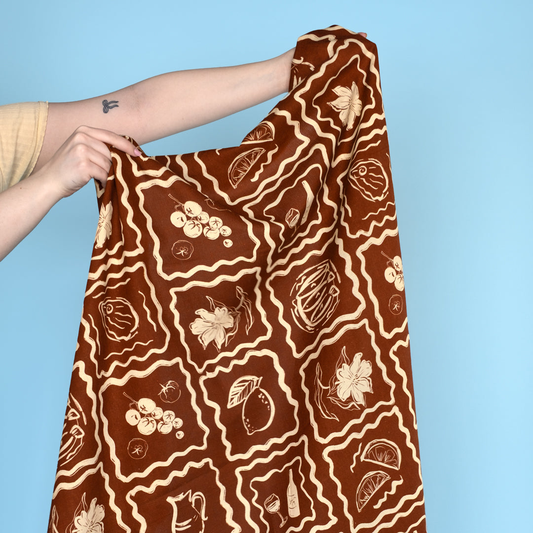 Buona Festa Linen Viscose Blend - Brick/Cream | Blackbird Fabrics