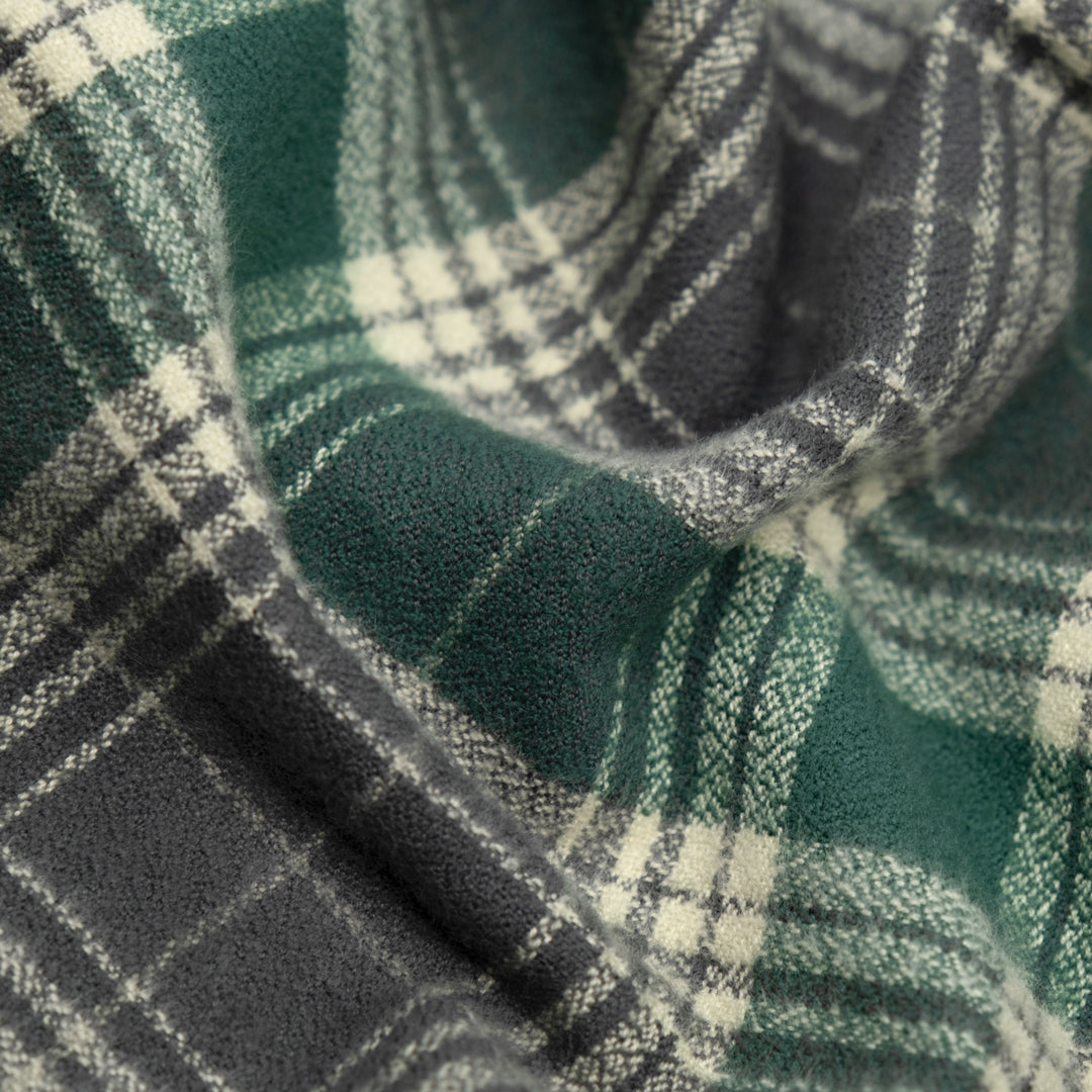 Plaid Cotton Flannel - Pine/Ivory | Blackbird Fabrics