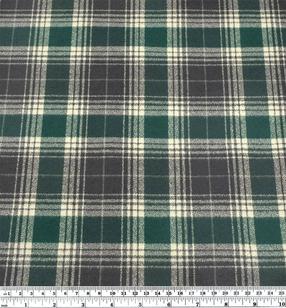 Plaid Cotton Flannel - Pine/Ivory | Blackbird Fabrics