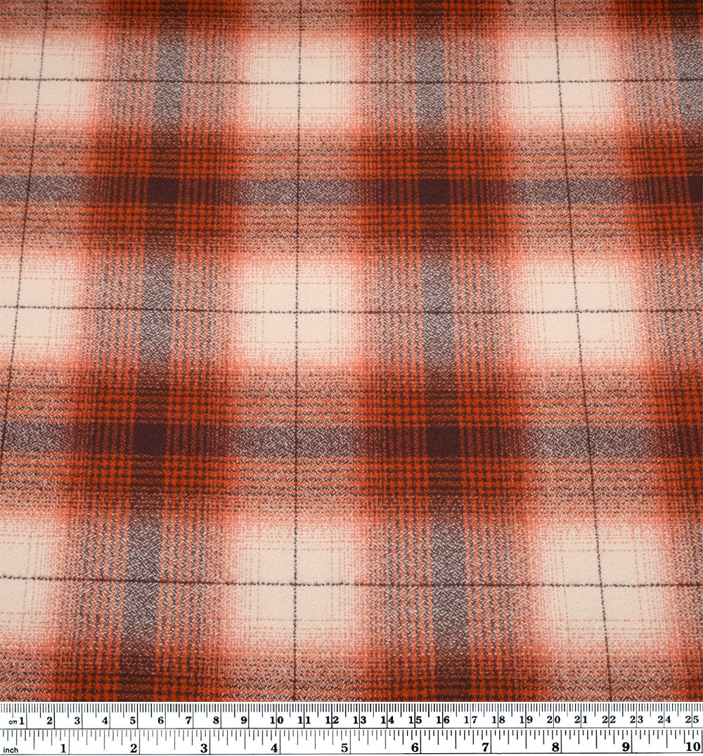 Plaid Cotton Flannel - Burnt Orange/Ivory | Blackbird Fabrics