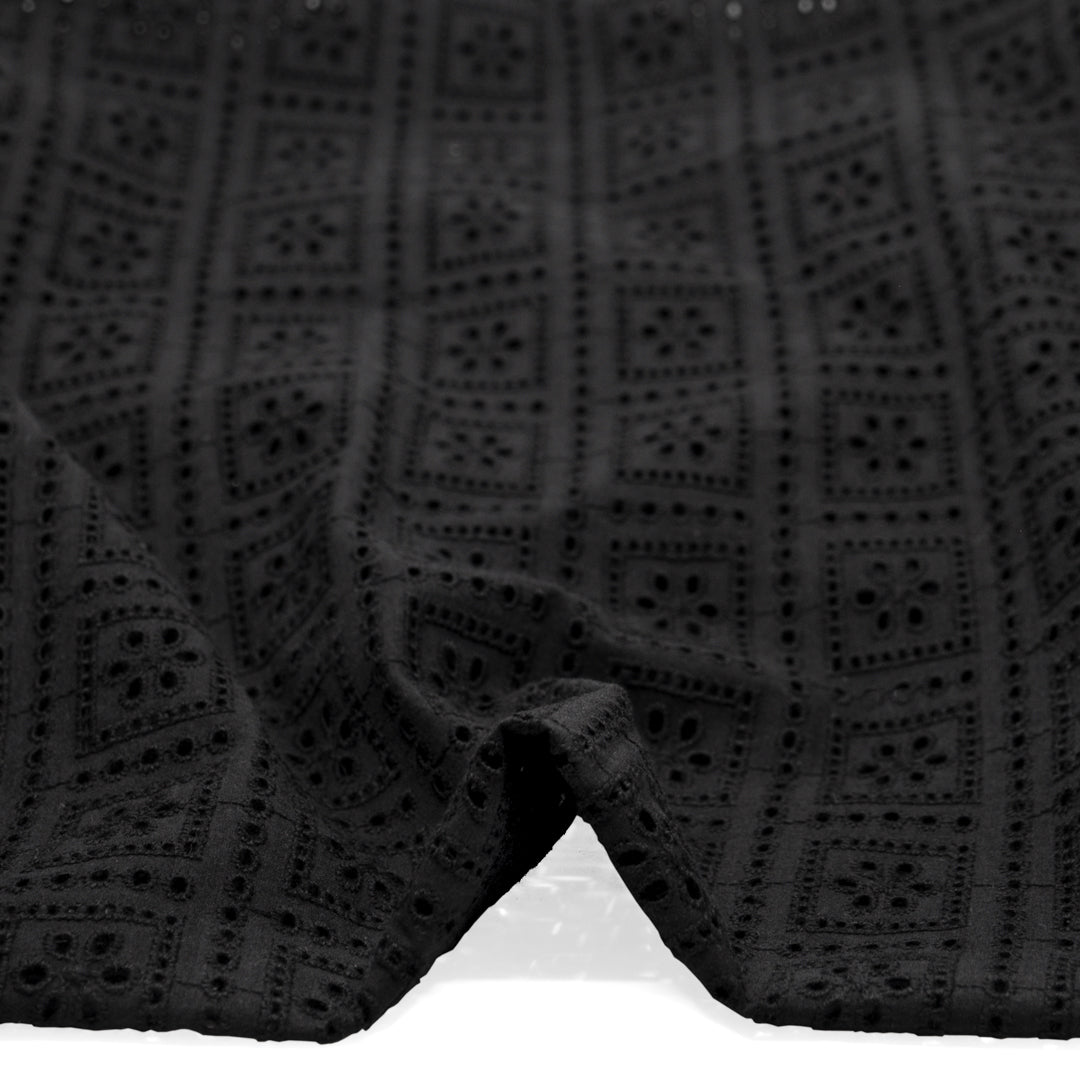 Timeless Trellis Cotton Eyelet - Black | Blackbird Fabrics