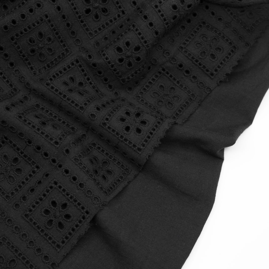 Timeless Trellis Cotton Eyelet - Black | Blackbird Fabrics