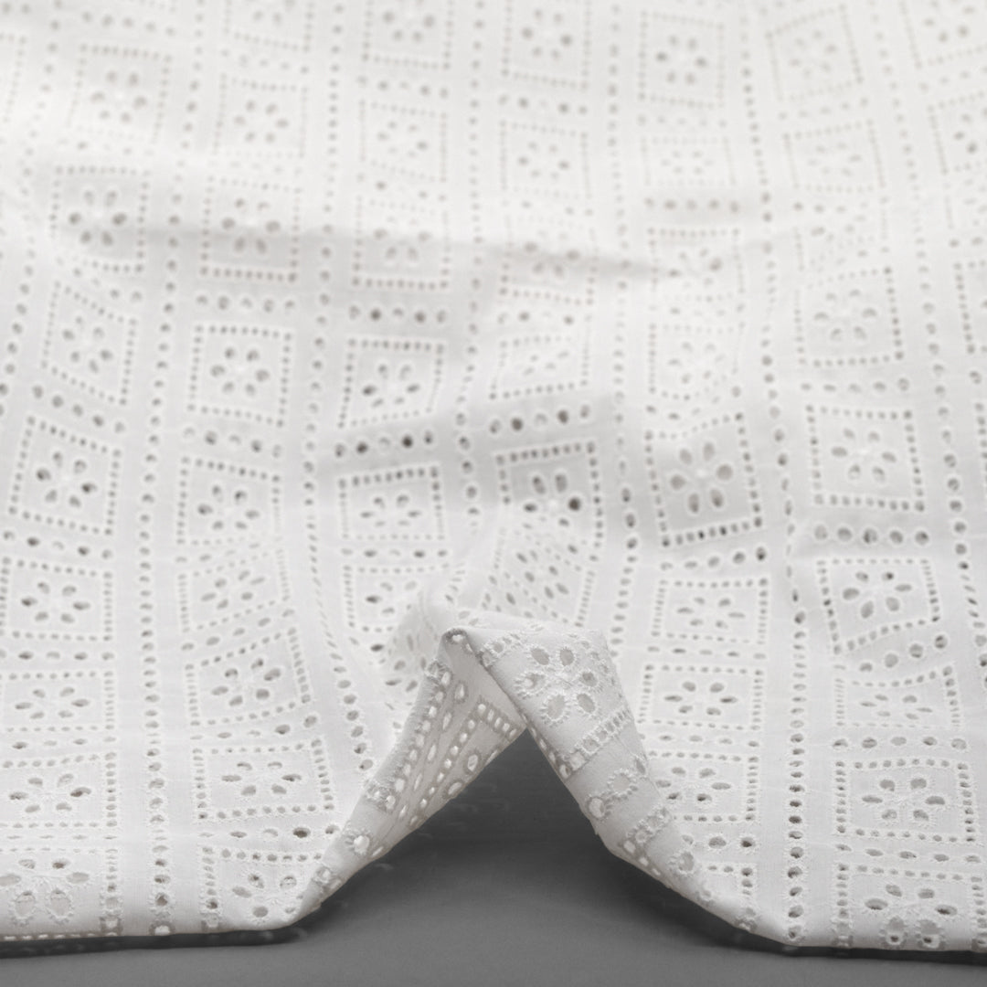 Timeless Trellis Cotton Eyelet - White | Blackbird Fabrics