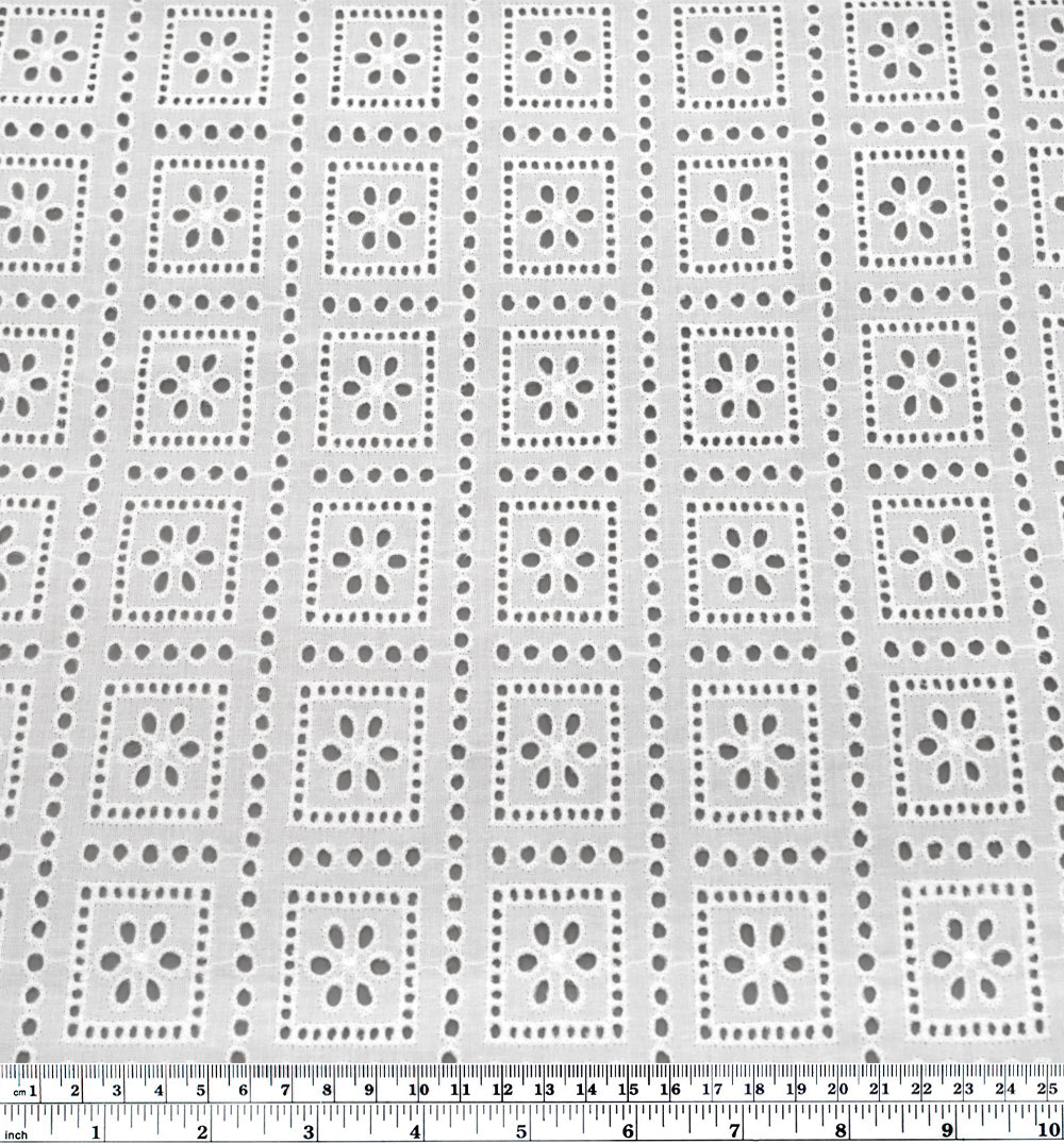 Timeless Trellis Cotton Eyelet - White | Blackbird Fabrics