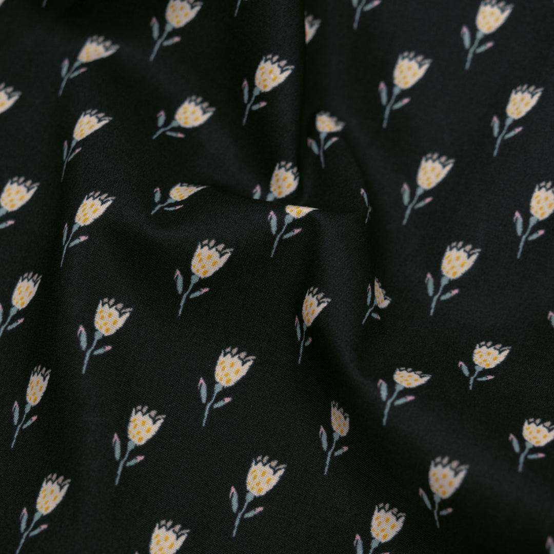 Earthen Printed Cotton Lawn - Black/Multi | Blackbird Fabrics