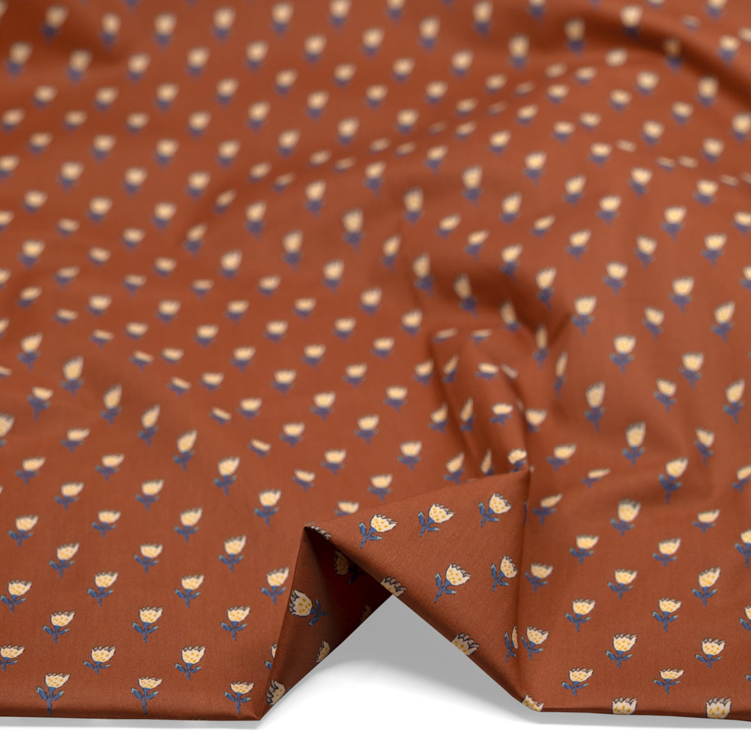 Earthen Printed Cotton Lawn - Terracotta/Multi | Blackbird Fabrics