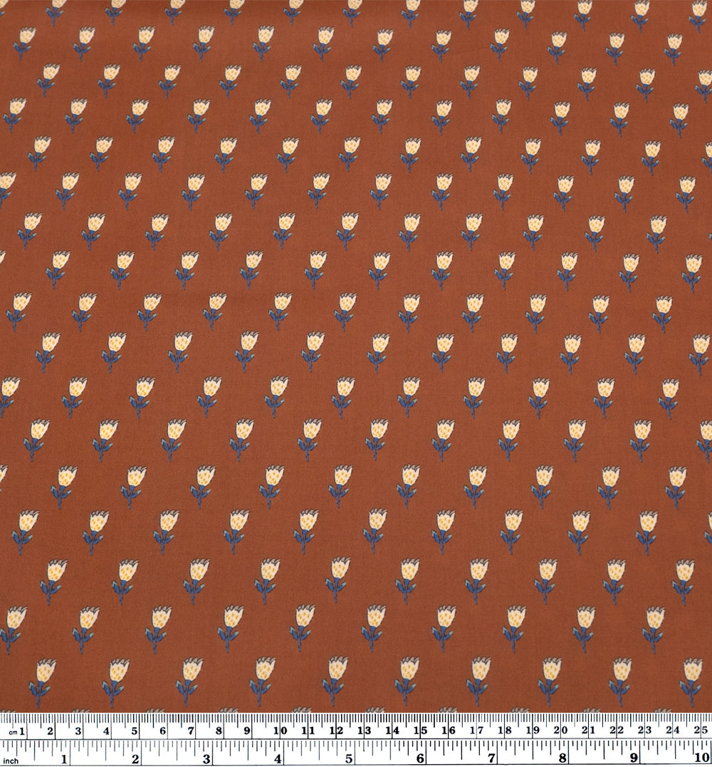 Earthen Printed Cotton Lawn - Terracotta/Multi | Blackbird Fabrics