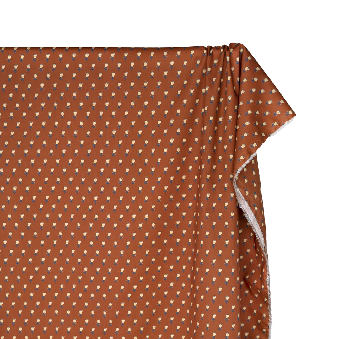 Earthen Printed Cotton Lawn - Terracotta/Multi | Blackbird Fabrics