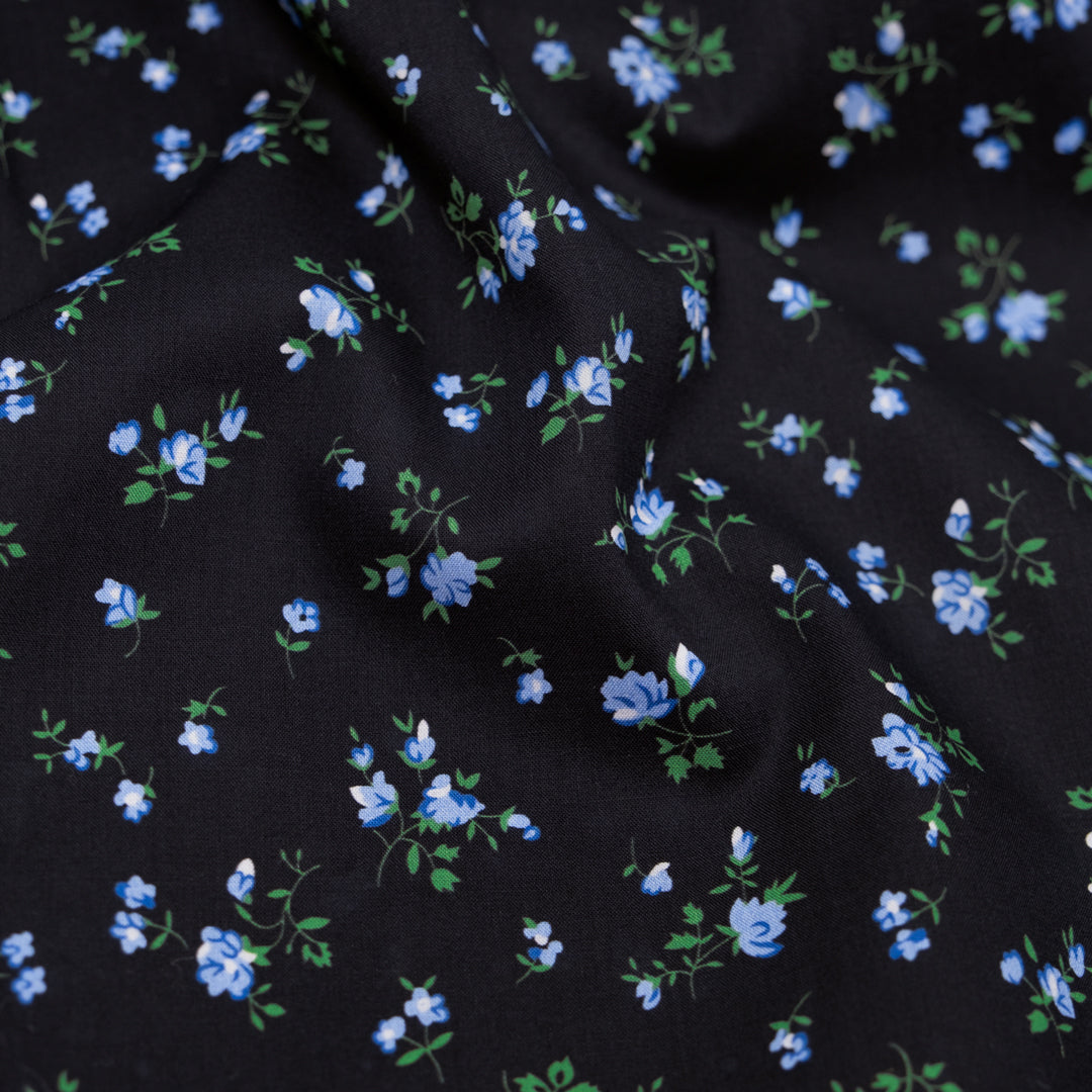 Minuet Printed Cotton Lawn - Midnight Blue/Cornflower | Blackbird Fabrics