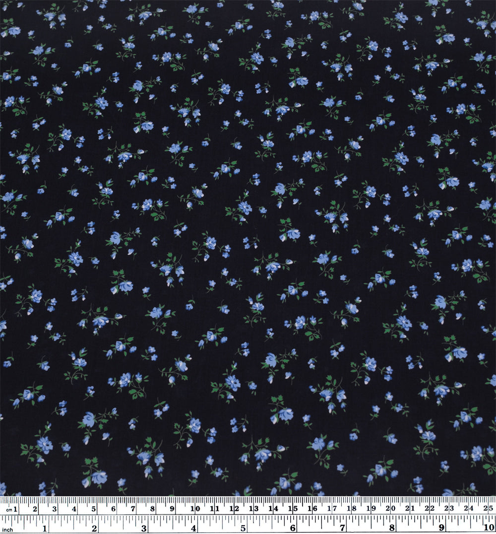 Minuet Printed Cotton Lawn - Midnight Blue/Cornflower | Blackbird Fabrics