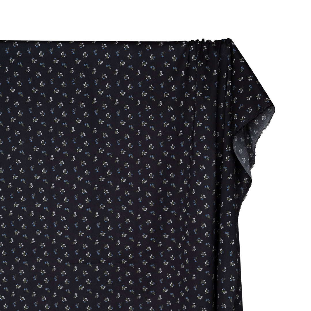 Forget Me Not Printed Cotton Voile - Ink/Cornflower/White | Blackbird Fabrics