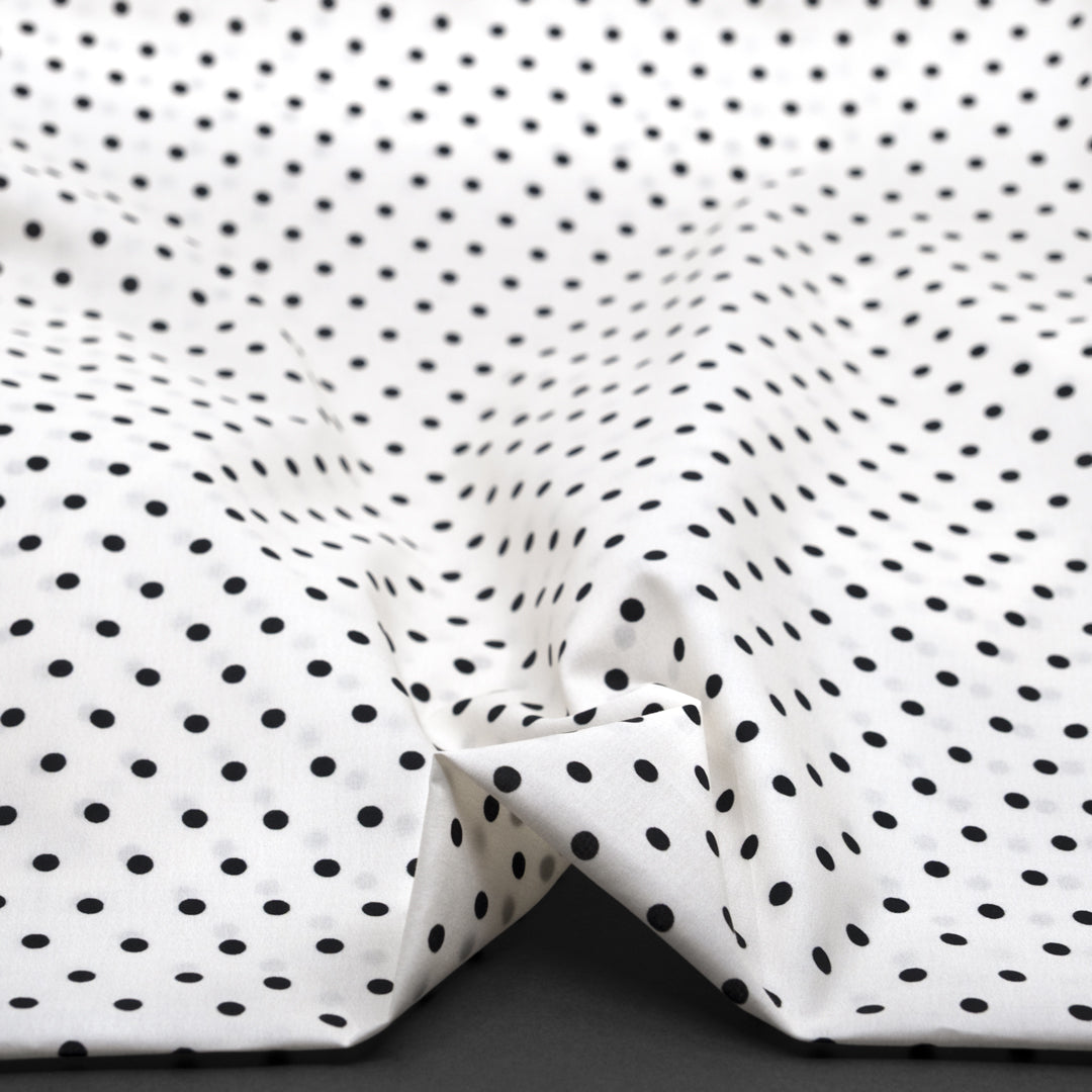 Little Dots Printed Cotton Lawn - Ivory/Black | Blackbird Fabrics