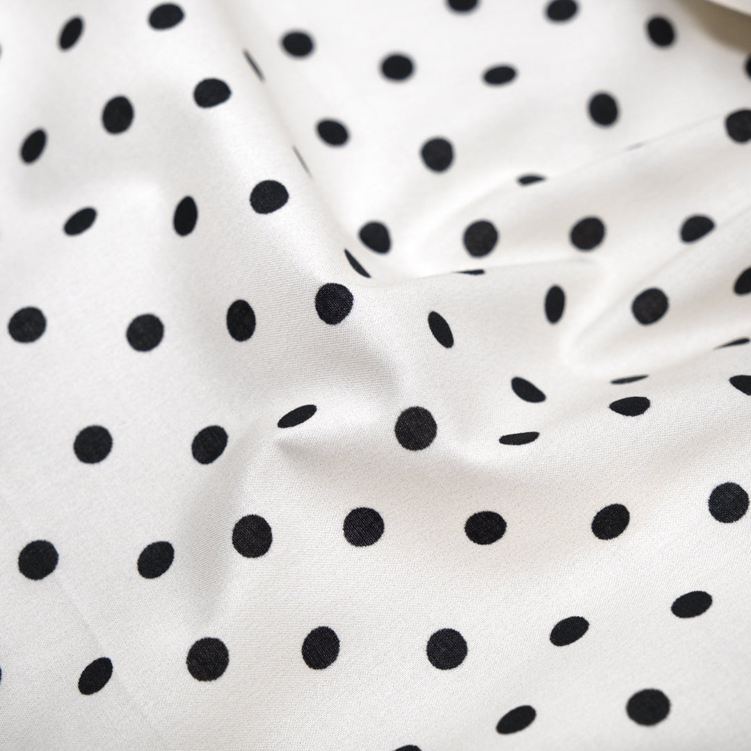 Little Dots Printed Cotton Lawn - Ivory/Black | Blackbird Fabrics