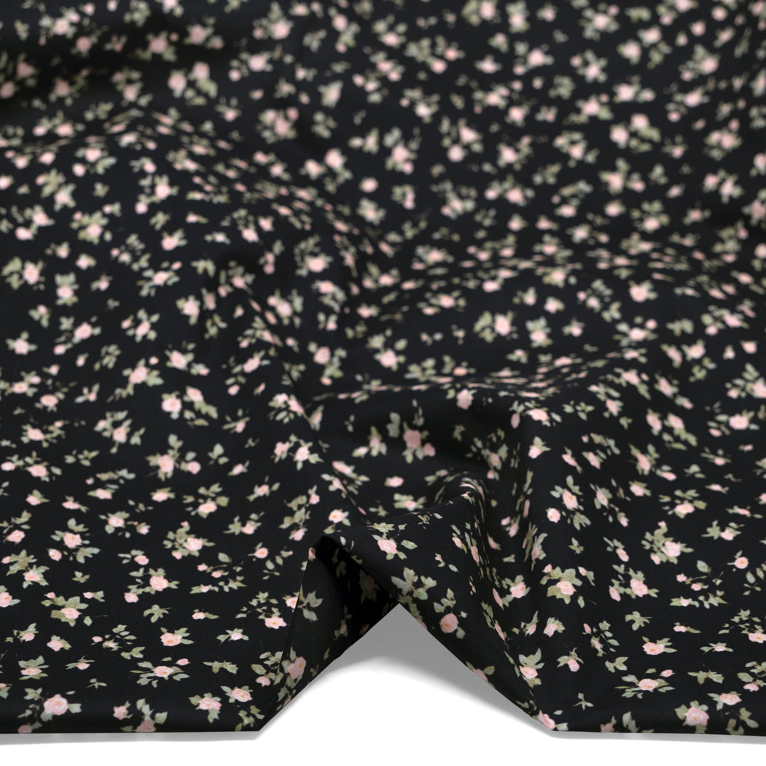 Eden Printed Cotton Lawn - Black/Petal/Sage | Blackbird Fabrics
