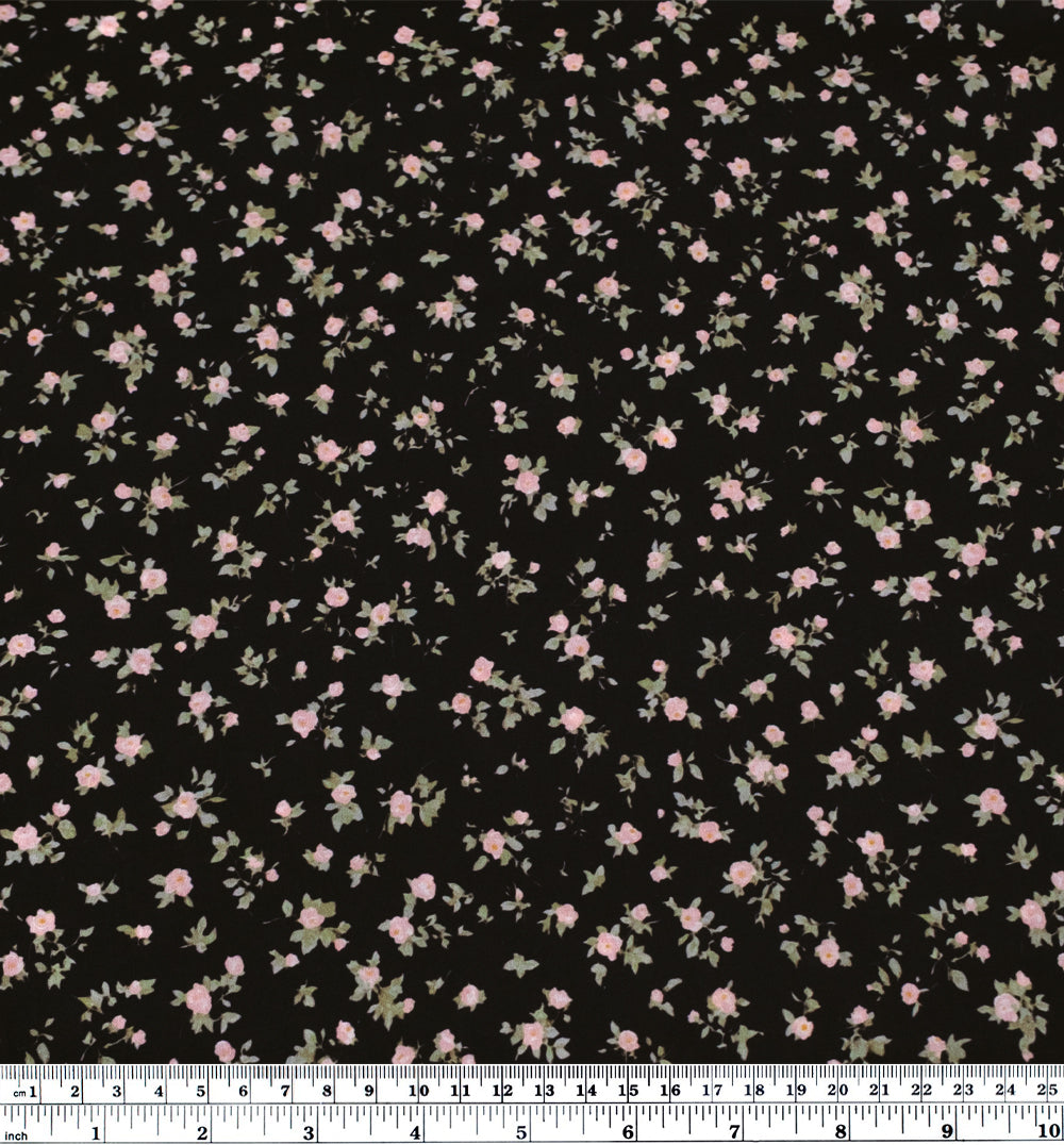 Eden Printed Cotton Lawn - Black/Petal/Sage | Blackbird Fabrics