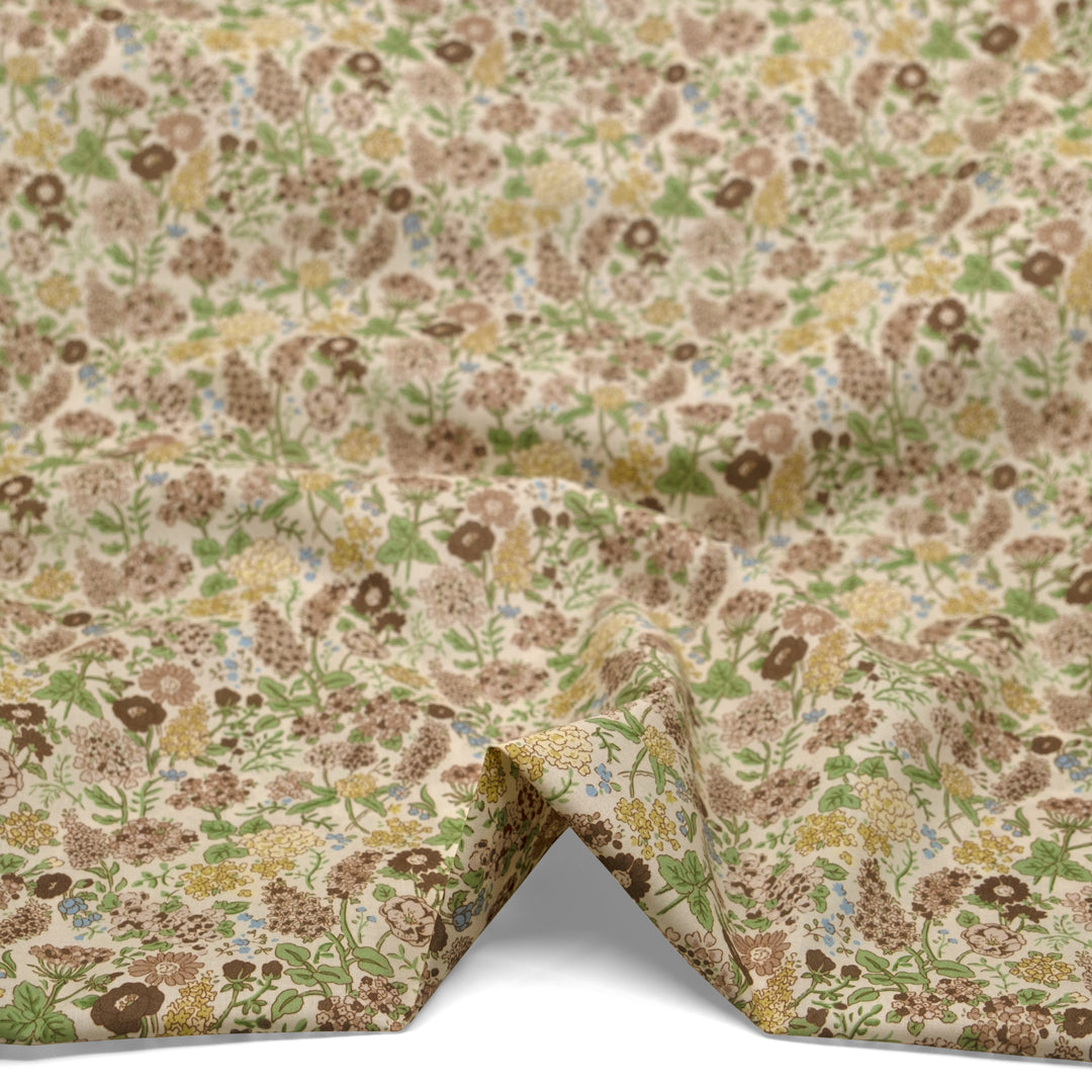 Memory Lane Printed Cotton Lawn - Cream/Spring Green/Multi | Blackbird Fabrics