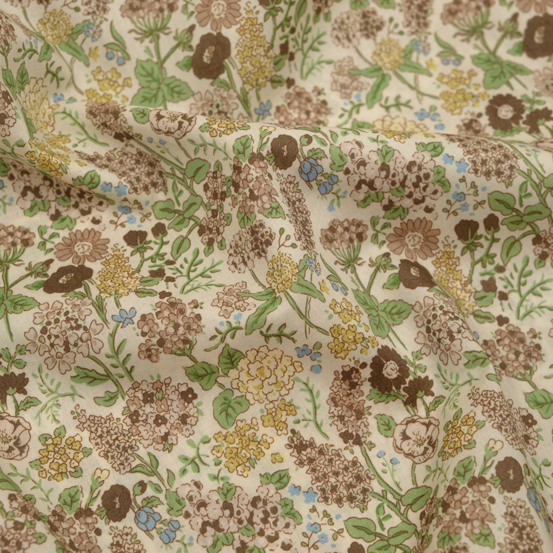 Memory Lane Printed Cotton Lawn - Cream/Spring Green/Multi | Blackbird Fabrics