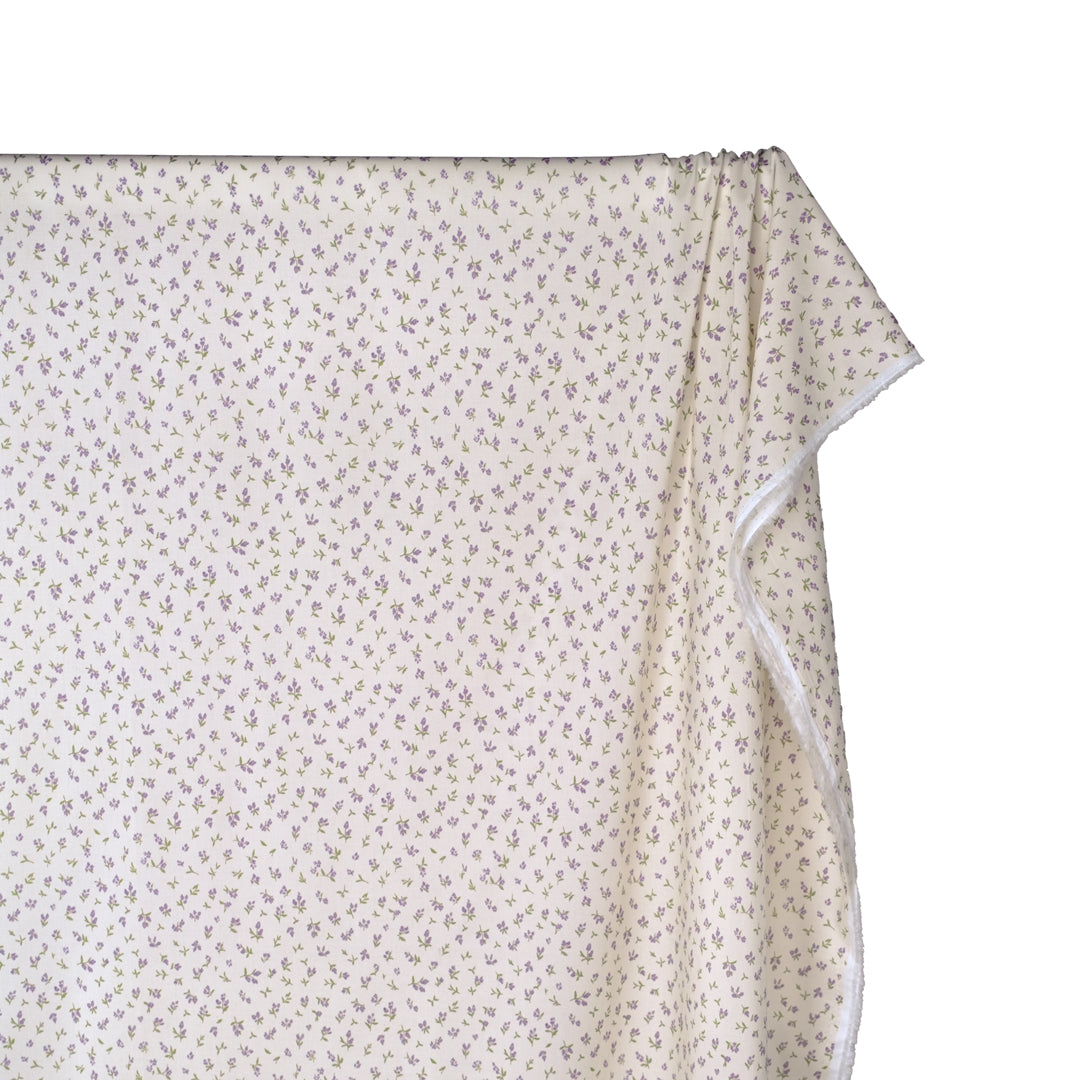French Lavender Printed Cotton Lawn - Ivory/Wisteria | Blackbird Fabrics
