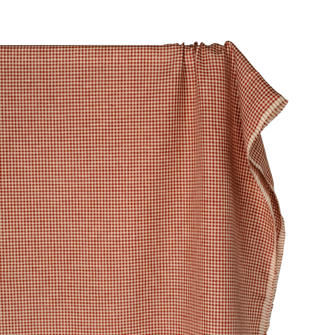 Petite Gingham Linen - Madder/Birch | Blackbird Fabrics