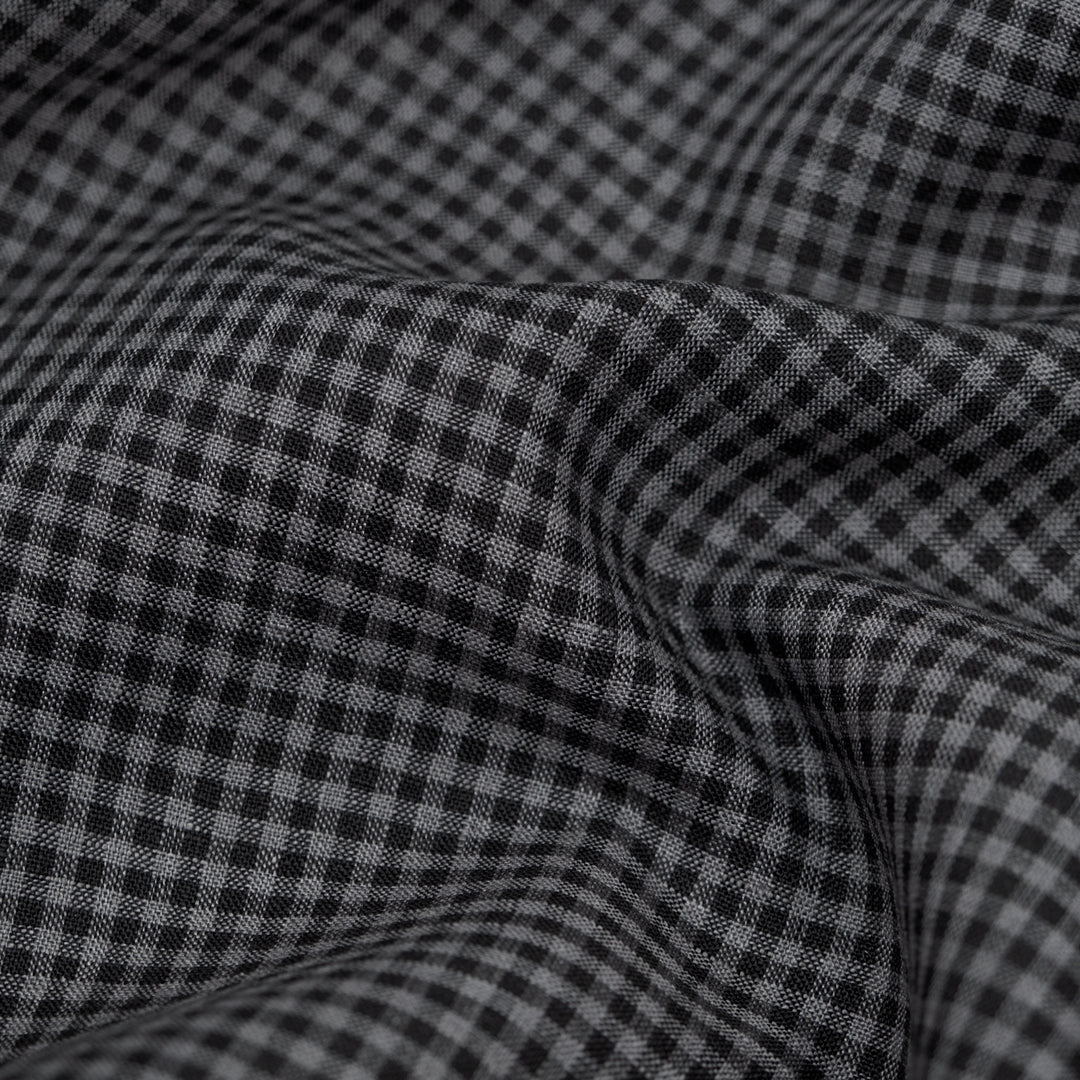 Petite Gingham Linen - Slate/Black | Blackbird Fabrics