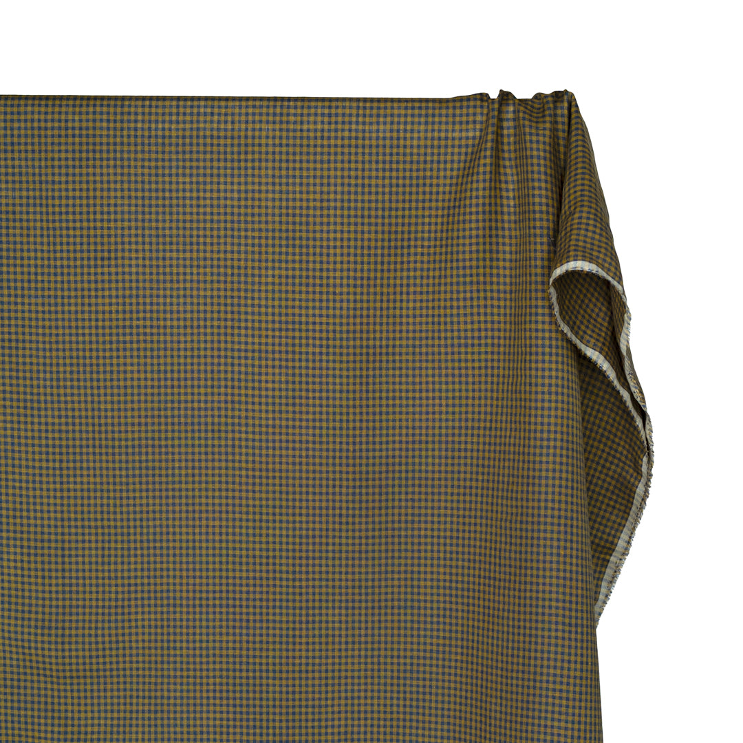 Petite Gingham Linen - Ocean/Cactus | Blackbird Fabrics