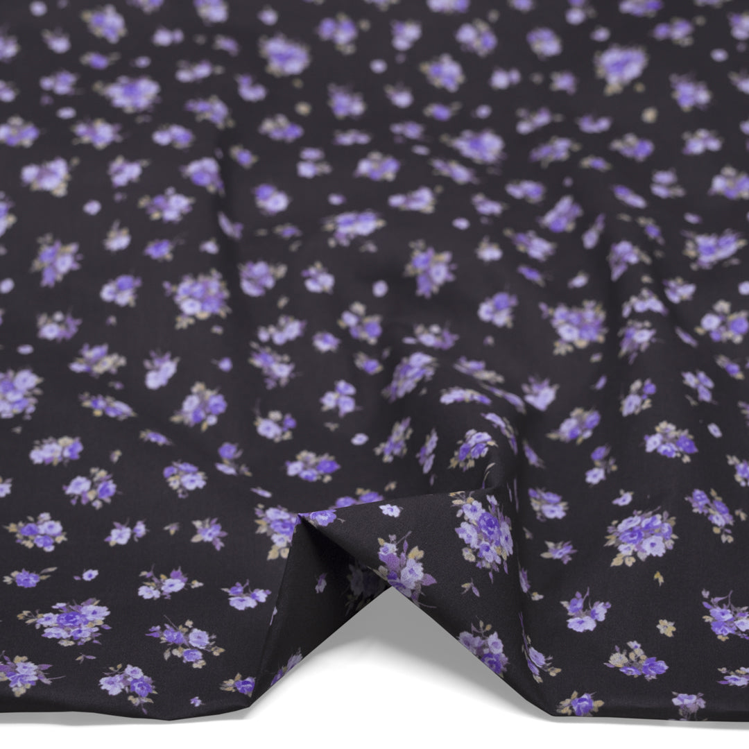 Swoon Printed Cotton Lawn - Raven/Lavender | Blackbird Fabrics
