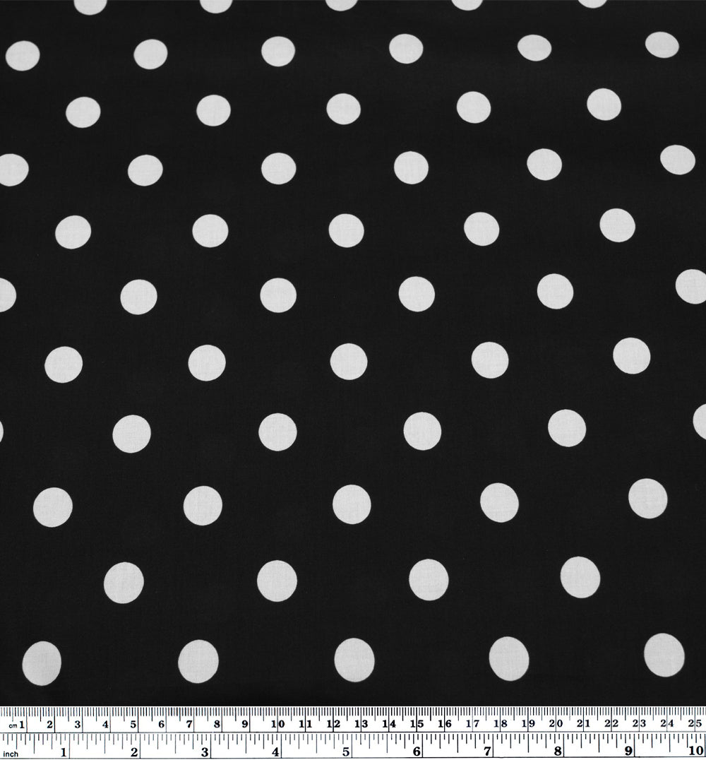 Big Dots Printed Cotton Lawn - Black/White | Blackbird Fabrics