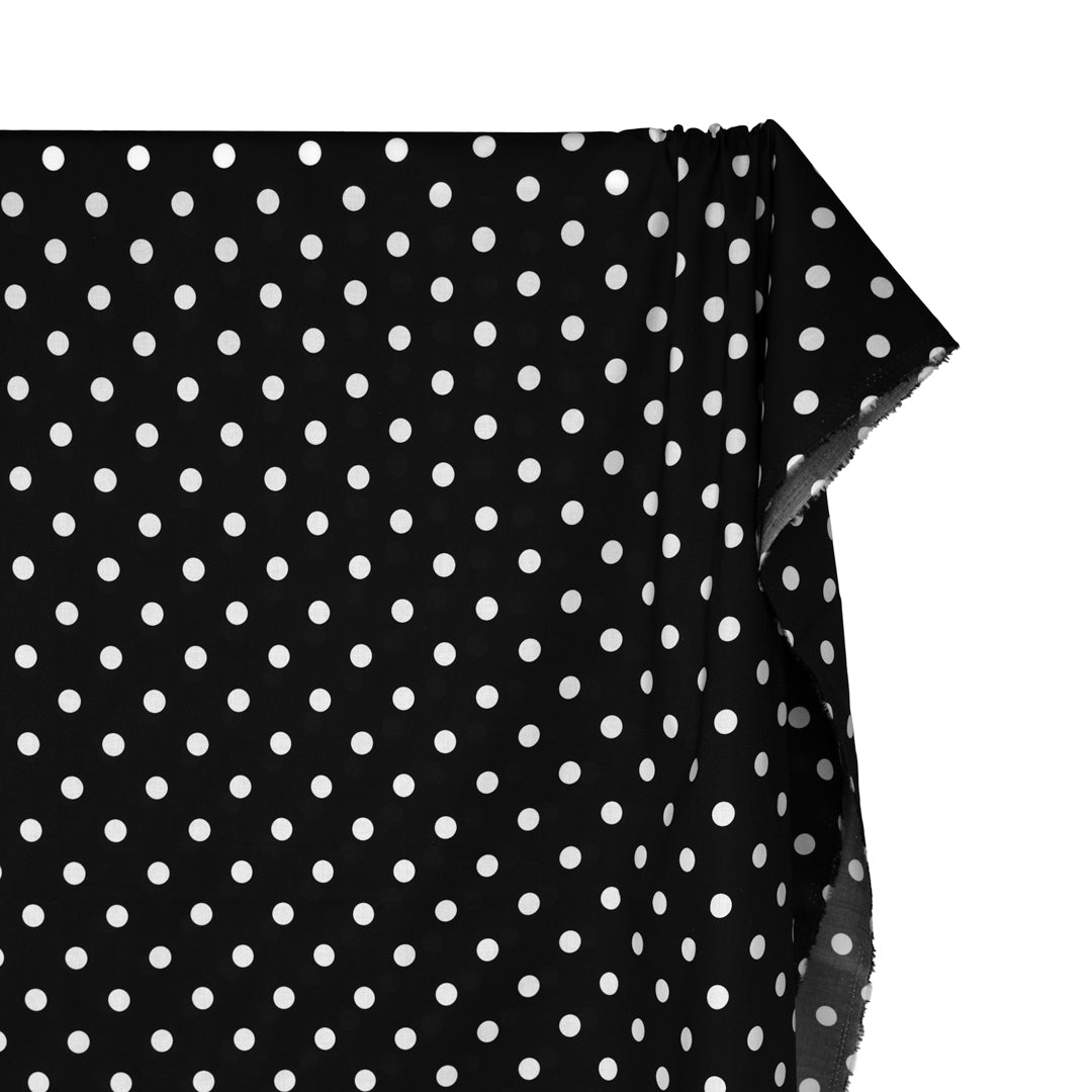 Big Dots Printed Cotton Lawn - Black/White | Blackbird Fabrics