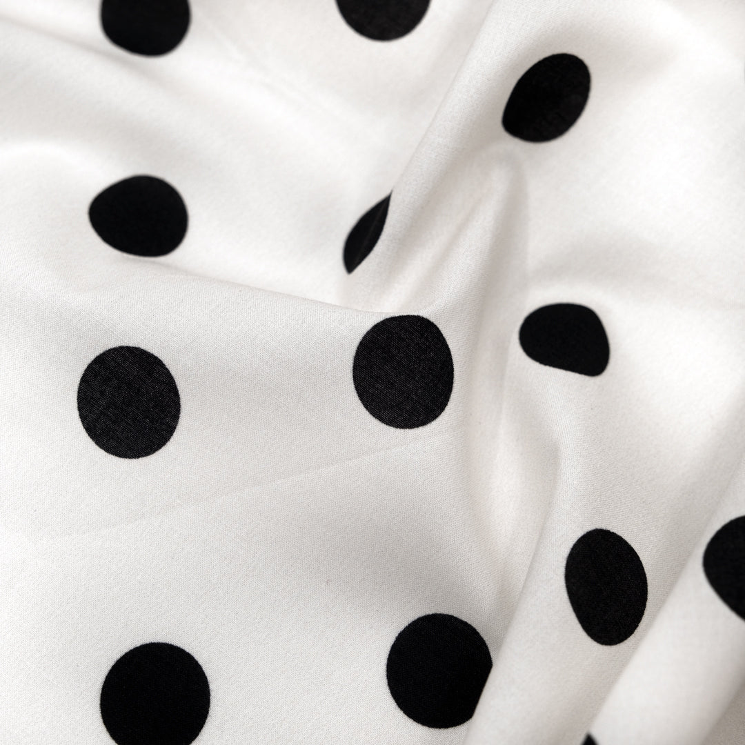 Big Dots Printed Cotton Lawn - Ivory/Black | Blackbird Fabrics