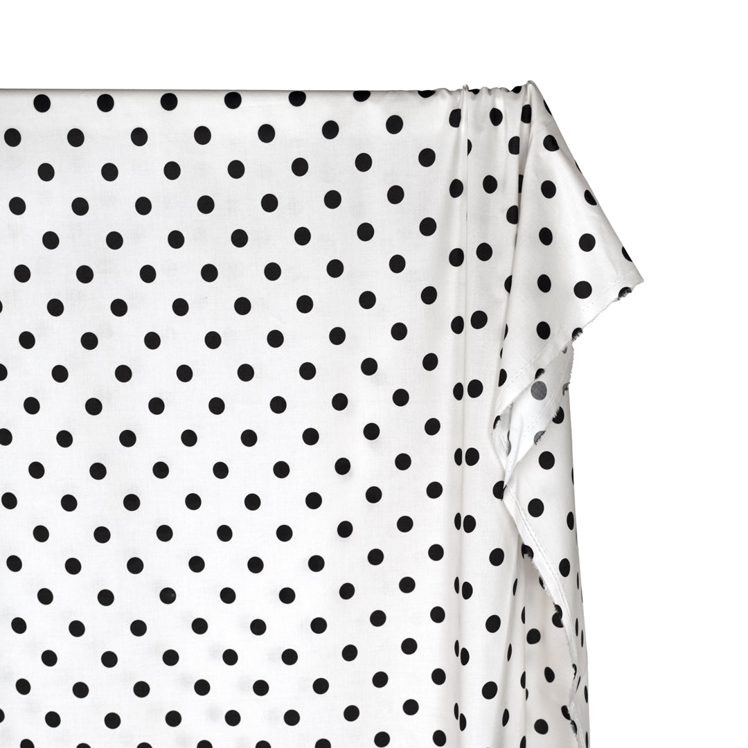 Big Dots Printed Cotton Lawn - Ivory/Black | Blackbird Fabrics